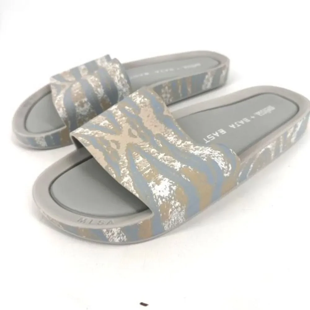 Melissa Beach Slide + Baja East Gray Camo Beach Sandals Slides Size 9‎ EUC